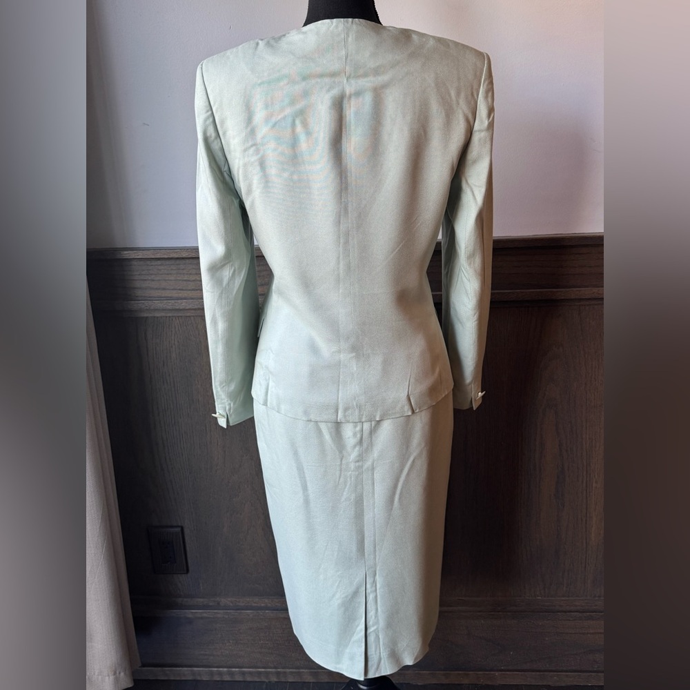 Seville light Mint Green vintage Skirt and blazerjacket Set business size 8 - Picture 3 of 8